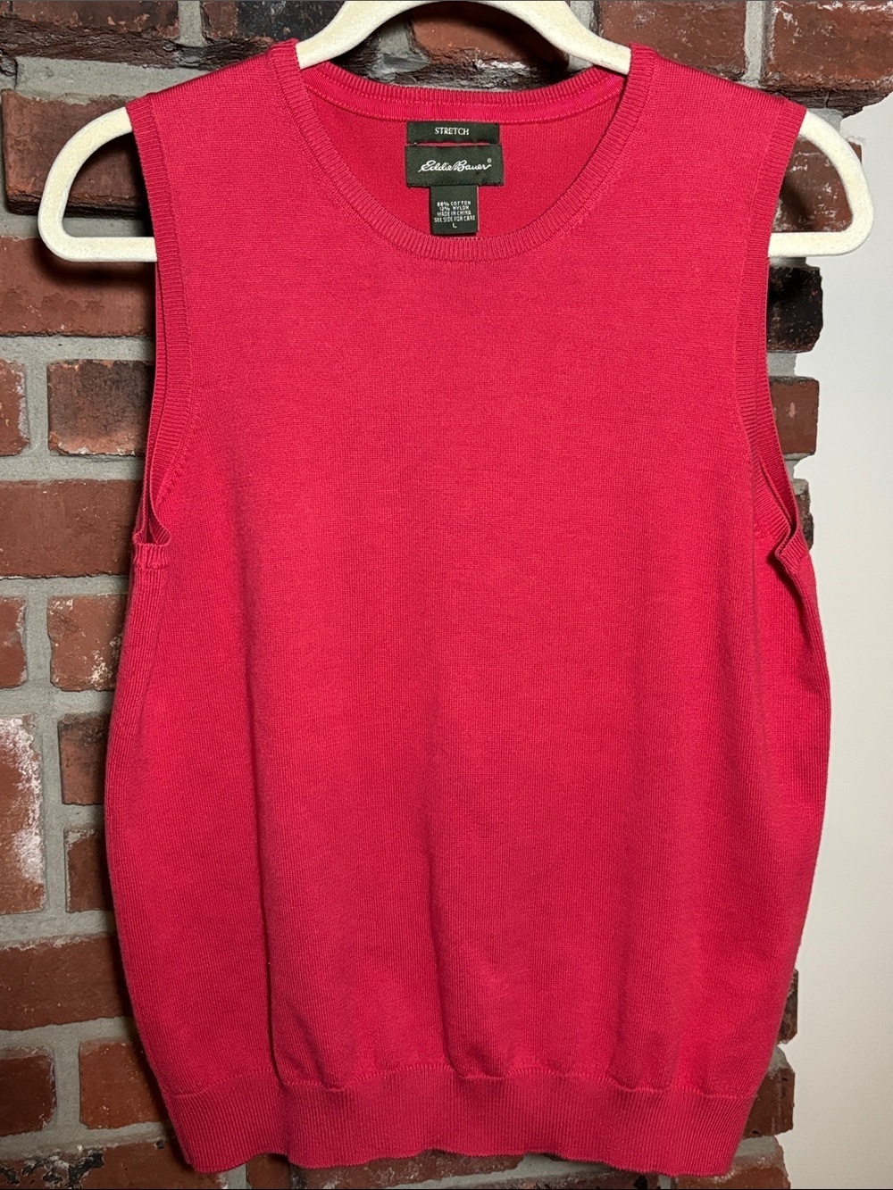 Vintage Eddie Bauer Stretch Red Knit Sweater Vest Tank Women’s Size Large